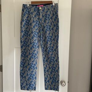 Lilly Pulitzer Blue and Cream Skinny Pants